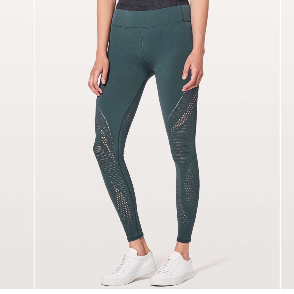 Lululemon Reveal Seamless Pant Tight Mesh High Rise Stretch Pocket Gravity Blue